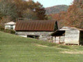 log barn autumn1980s 1990s A4 Photo Print