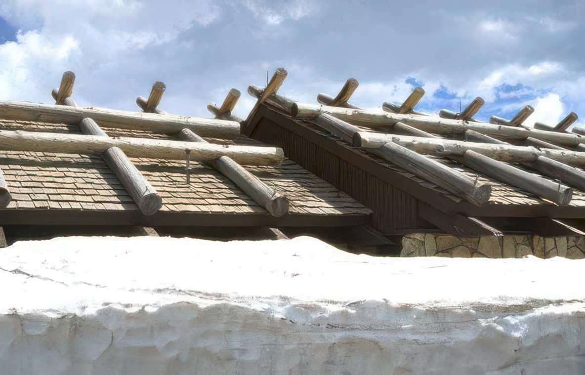 log cabin snowdrift Vintage A4 Photo Print
