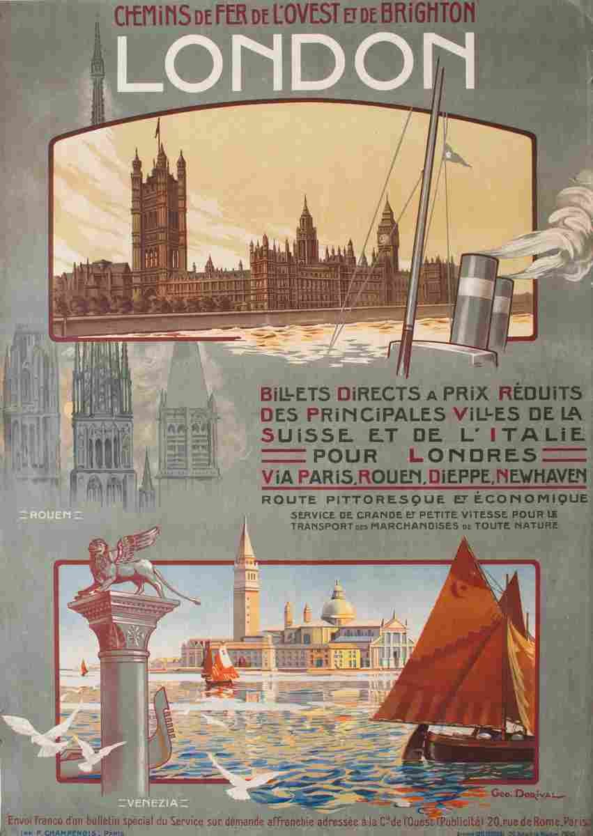 londres rouen venise geo dorival 1908 10 Advert A4 Photo Print