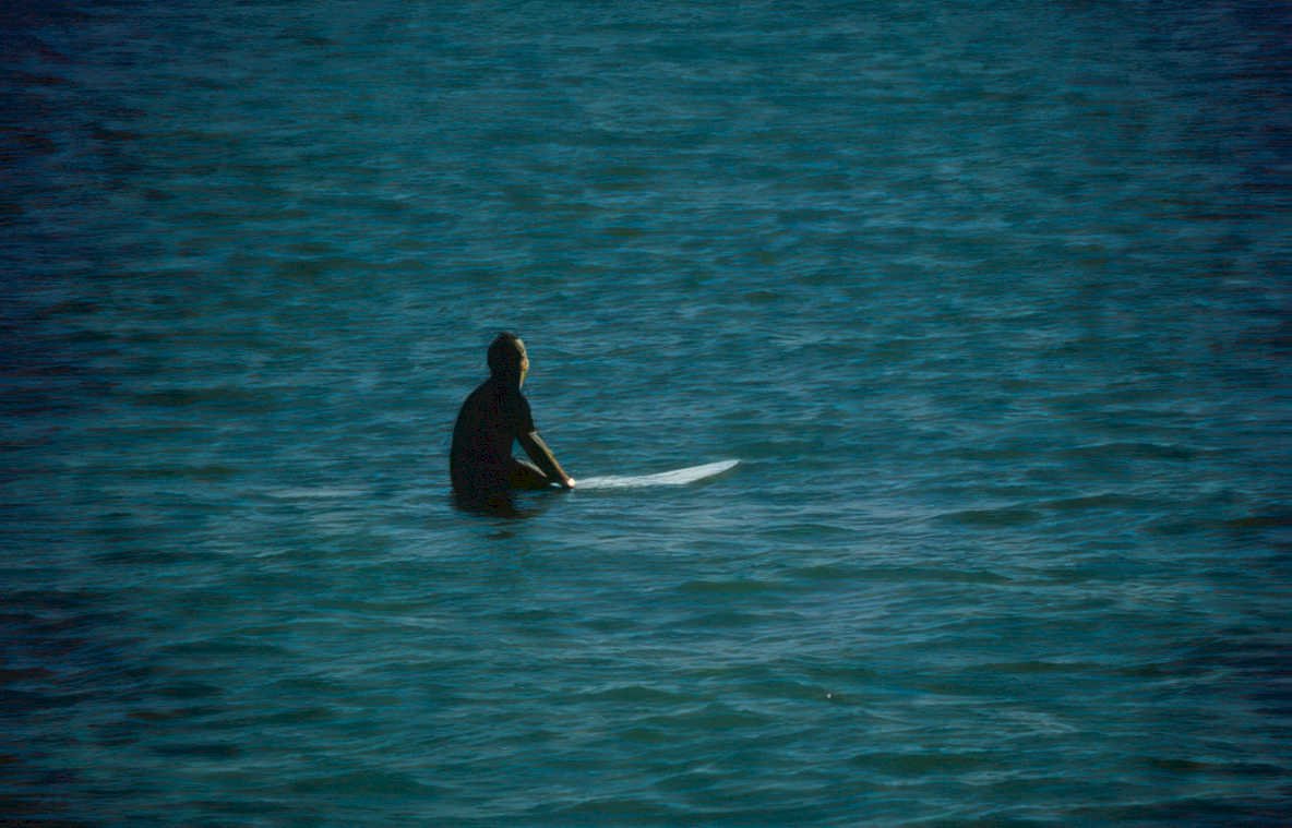 lone surfer wave Vintage A4 Photo Print