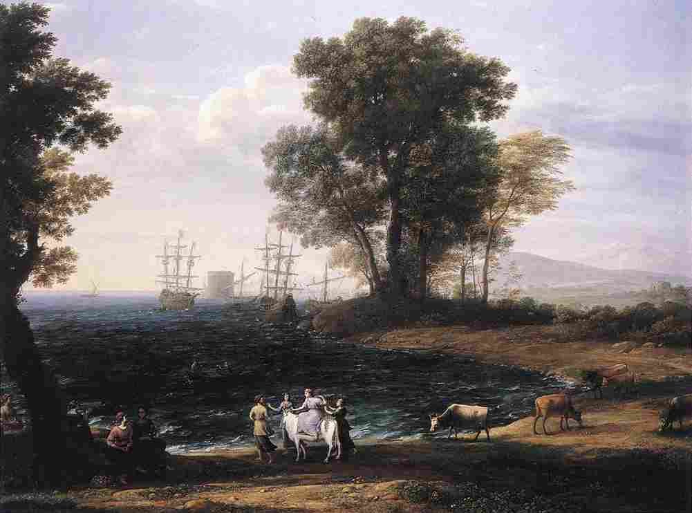 lorr Coast Scene with the Rape of Europa Art A4 Photo Print