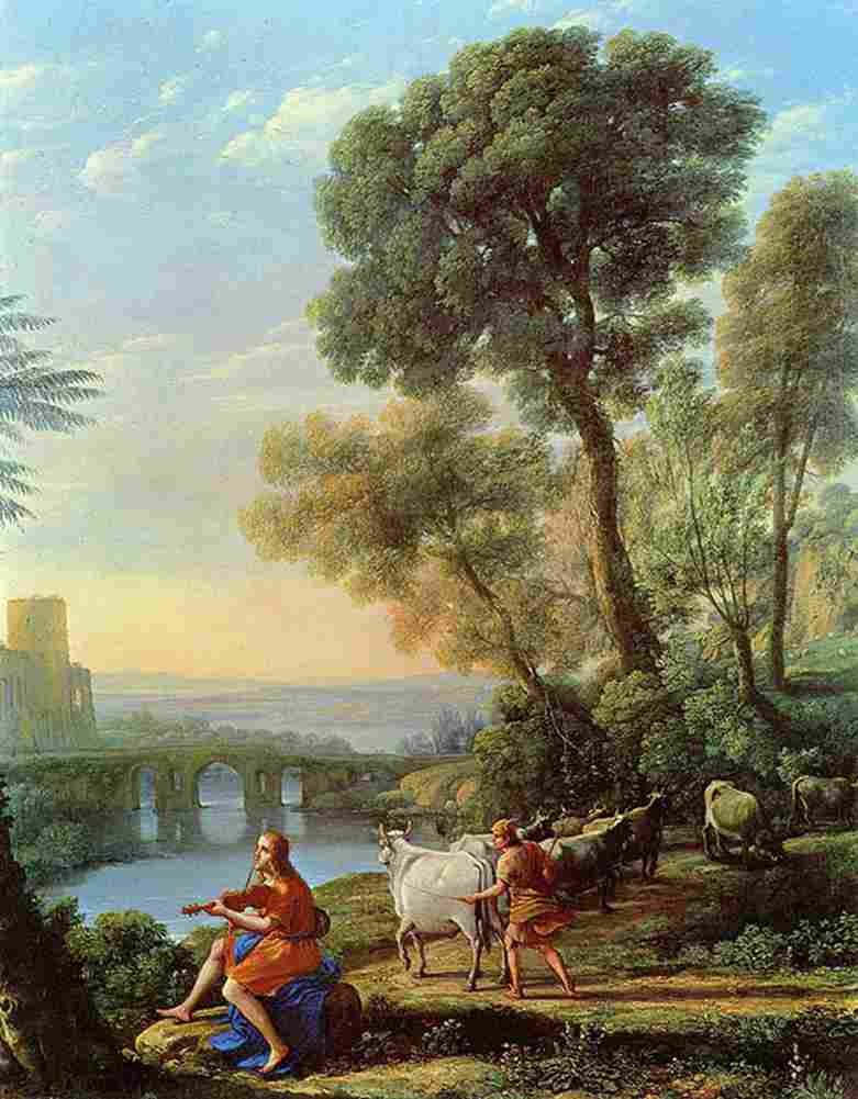 lorr Landscape with Apollo Guarding the Herds of Admetus and Mercury Stealing them Art A4 Photo Print