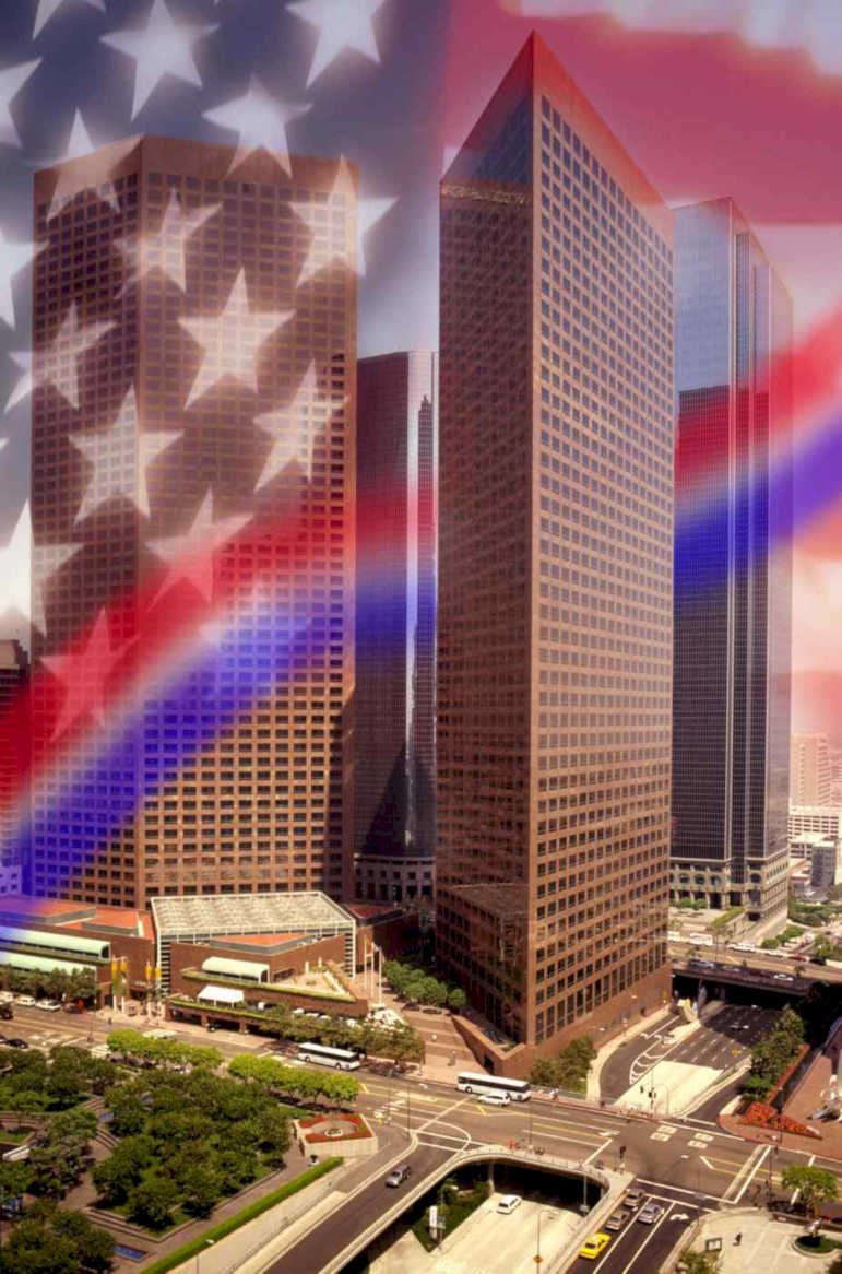 los angeles skyline 1 Flags1980s A4 Photo Print
