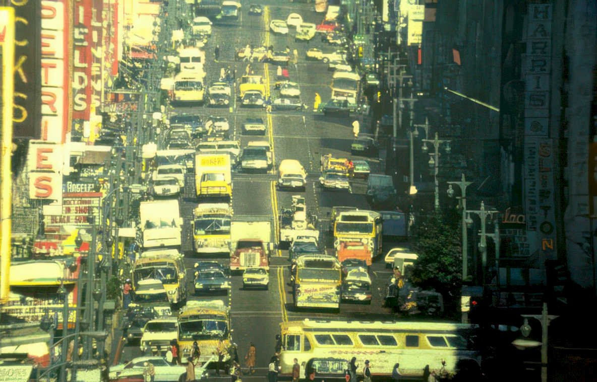los angeles traffic Vintage A4 Photo Print