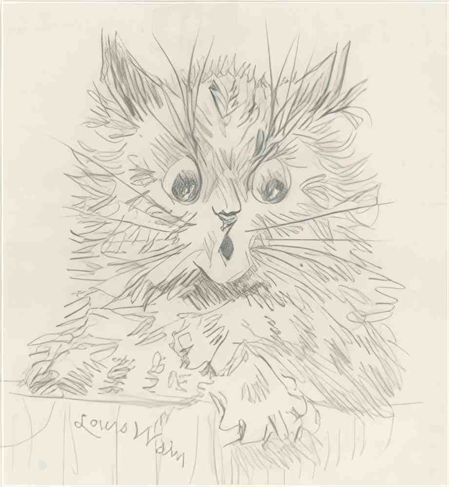 louis wain a bad hair day Art A4 Photo Print