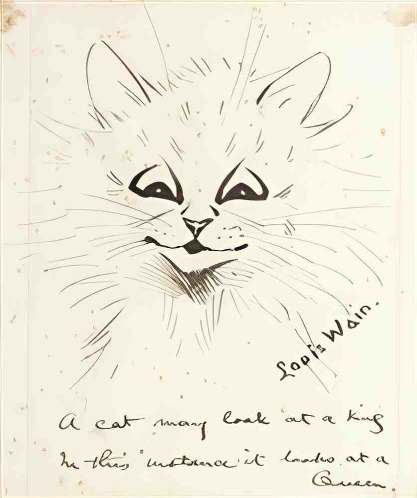 louis wain a cat may look at a king in this instance it looks at a queen Art A4 Photo Print