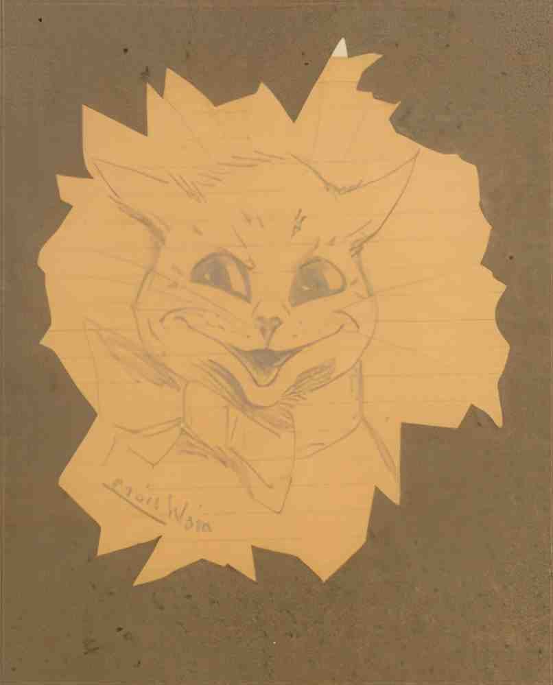 louis wain a grinning cat wearing a bow Art A4 Photo Print