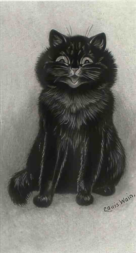 louis wain a happy black cat Art A4 Photo Print
