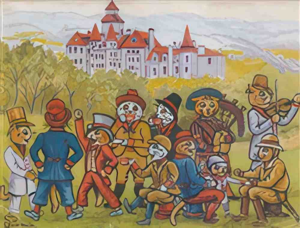 louis wain a highland tea party Art A4 Photo Print