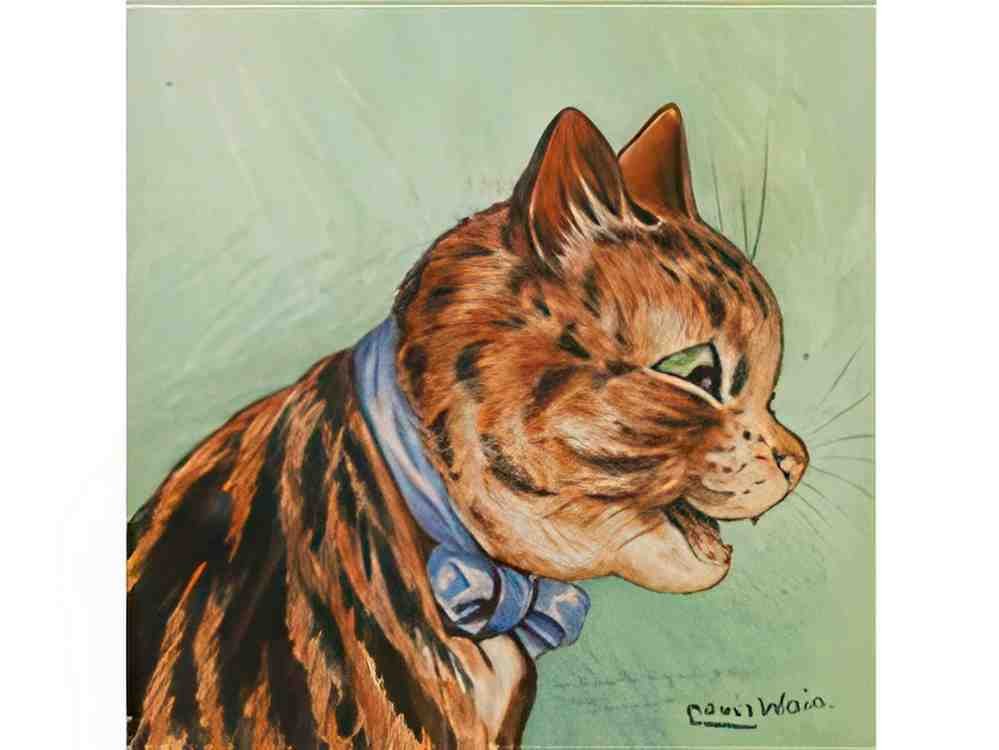 louis wain a study of a cat wearing a bow Art A4 Photo Print