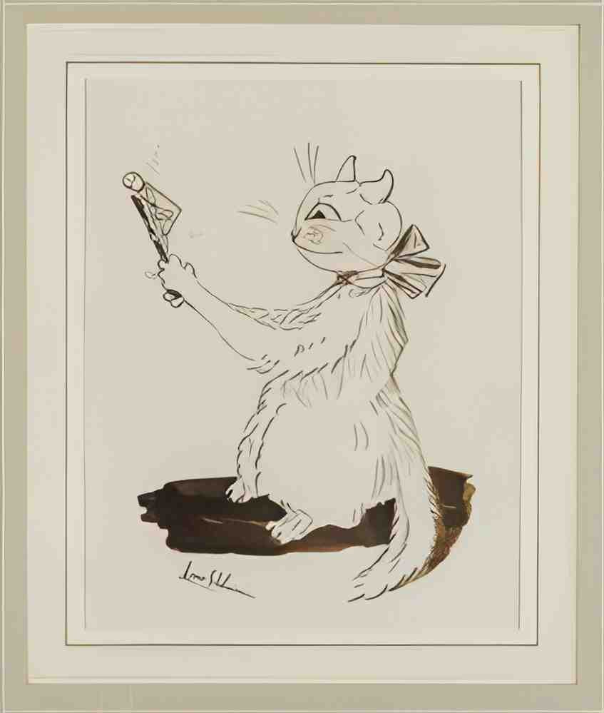 louis wain a study of a cat with an edwardian toy Art A4 Photo Print