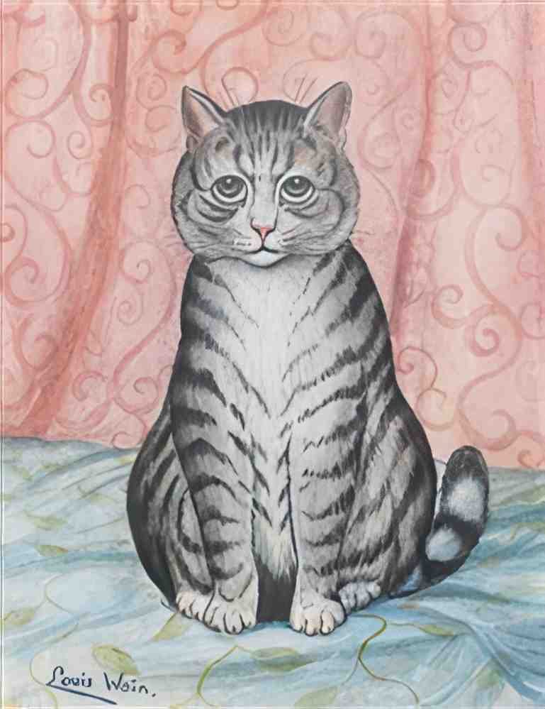 louis wain a very handsome tabby cat Art A4 Photo Print