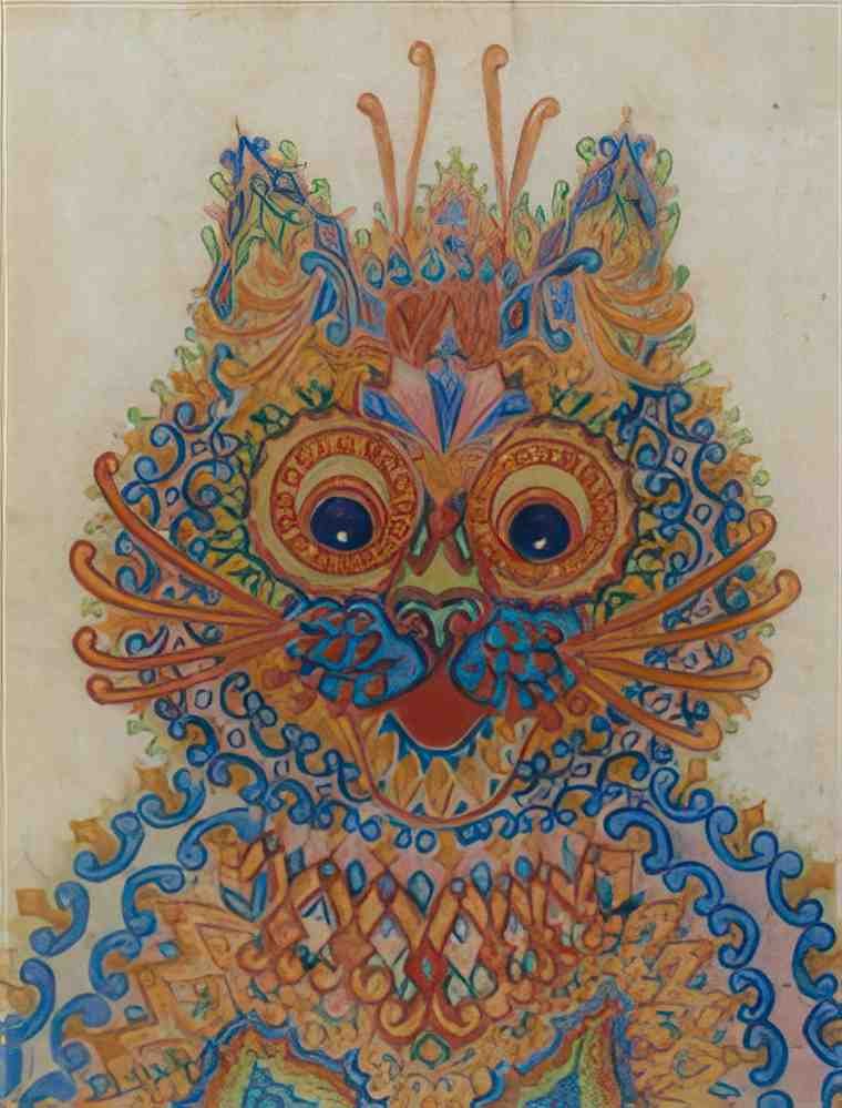 louis wain a wide eyed cat Art A4 Photo Print
