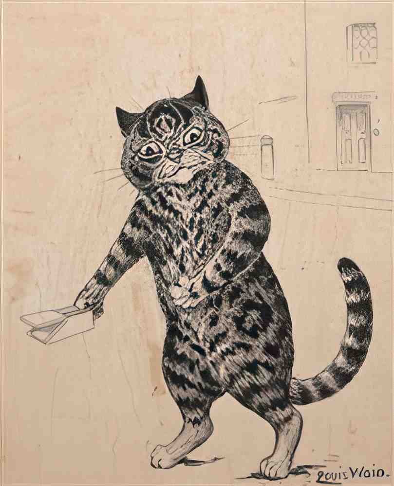 louis wain cat and mouse trap Art A4 Photo Print