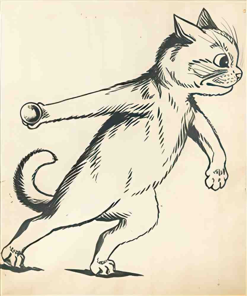 louis wain cat bowling Art A4 Photo Print