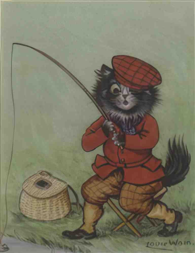 louis wain cat fishing Art A4 Photo Print