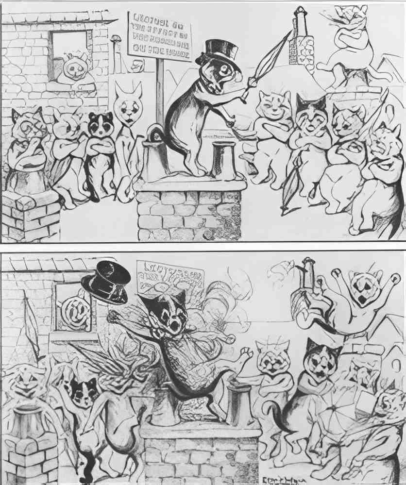 louis wain cat professors lecture is interrupted Art A4 Photo Print