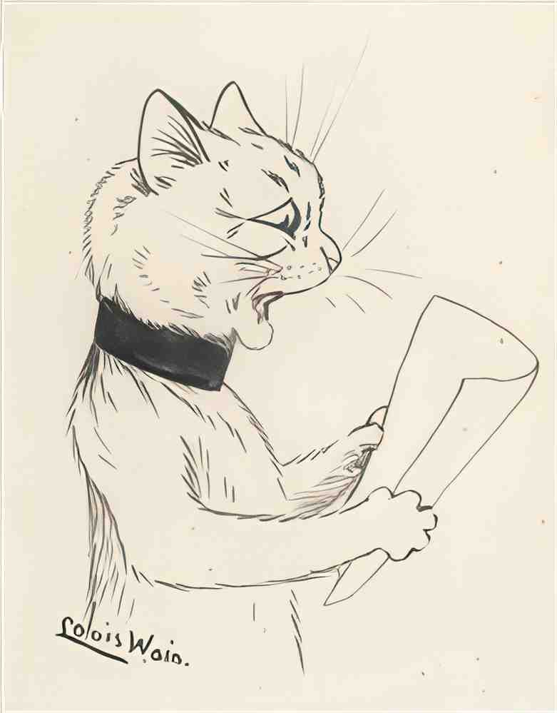 louis wain cat reading Art A4 Photo Print