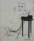 louis wain cat reclining with cigar Art A4 Photo Print