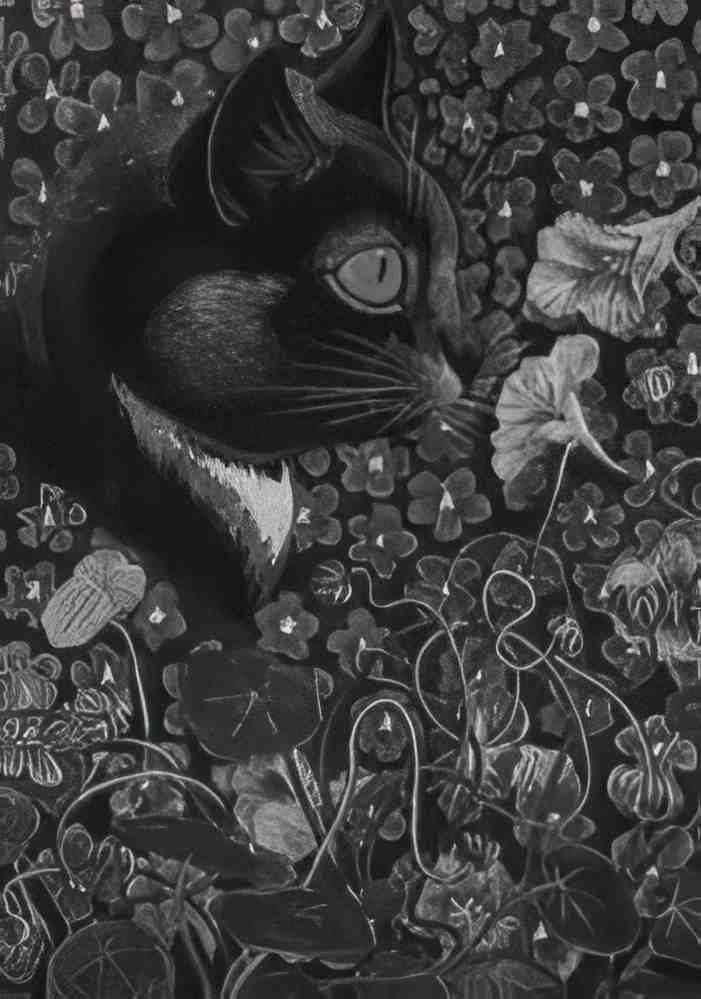 louis wain cat with nasturtiums Art A4 Photo Print