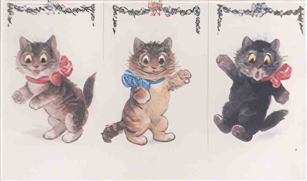 louis wain cats at christmas Art A4 Photo Print