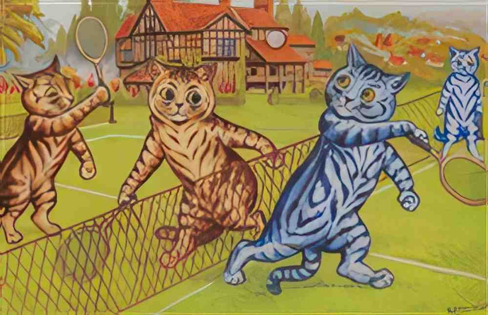 louis wain cats at tennis Art A4 Photo Print