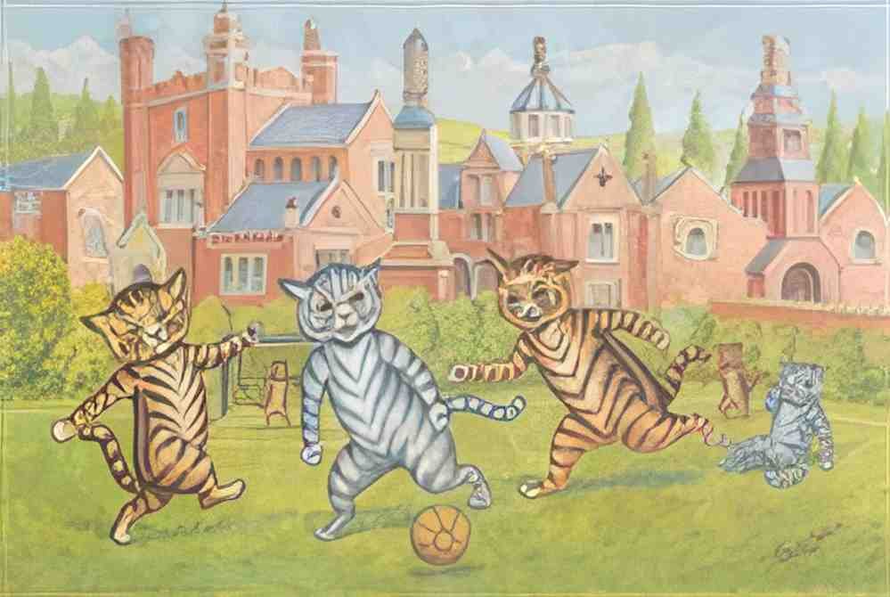 louis wain cats playing football Art A4 Photo Print