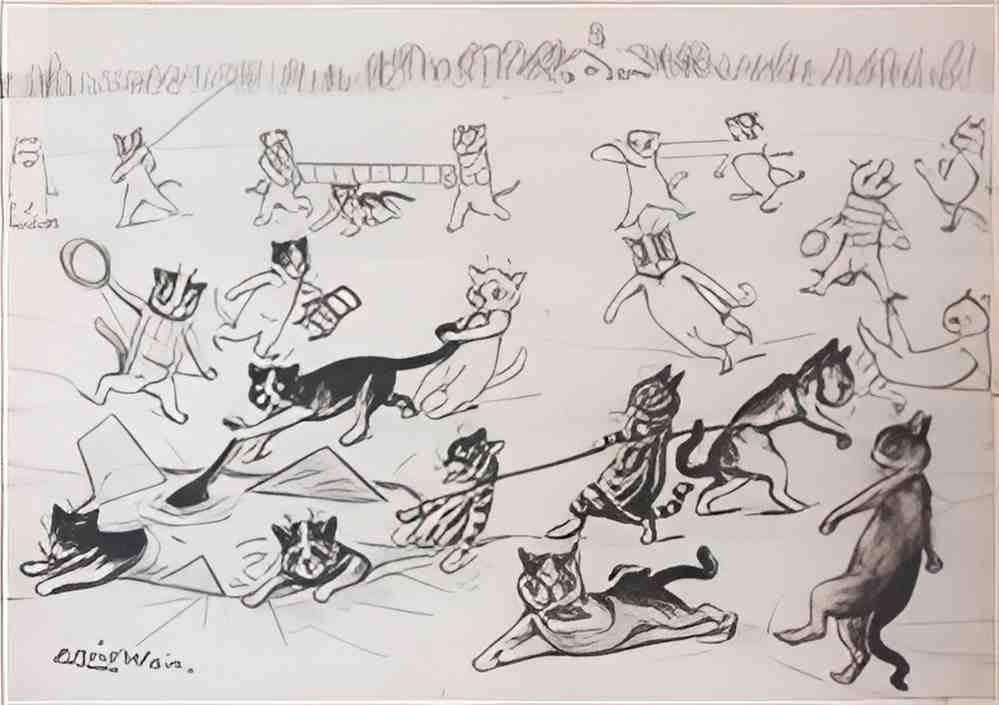 louis wain cats playing on the ice Art A4 Photo Print