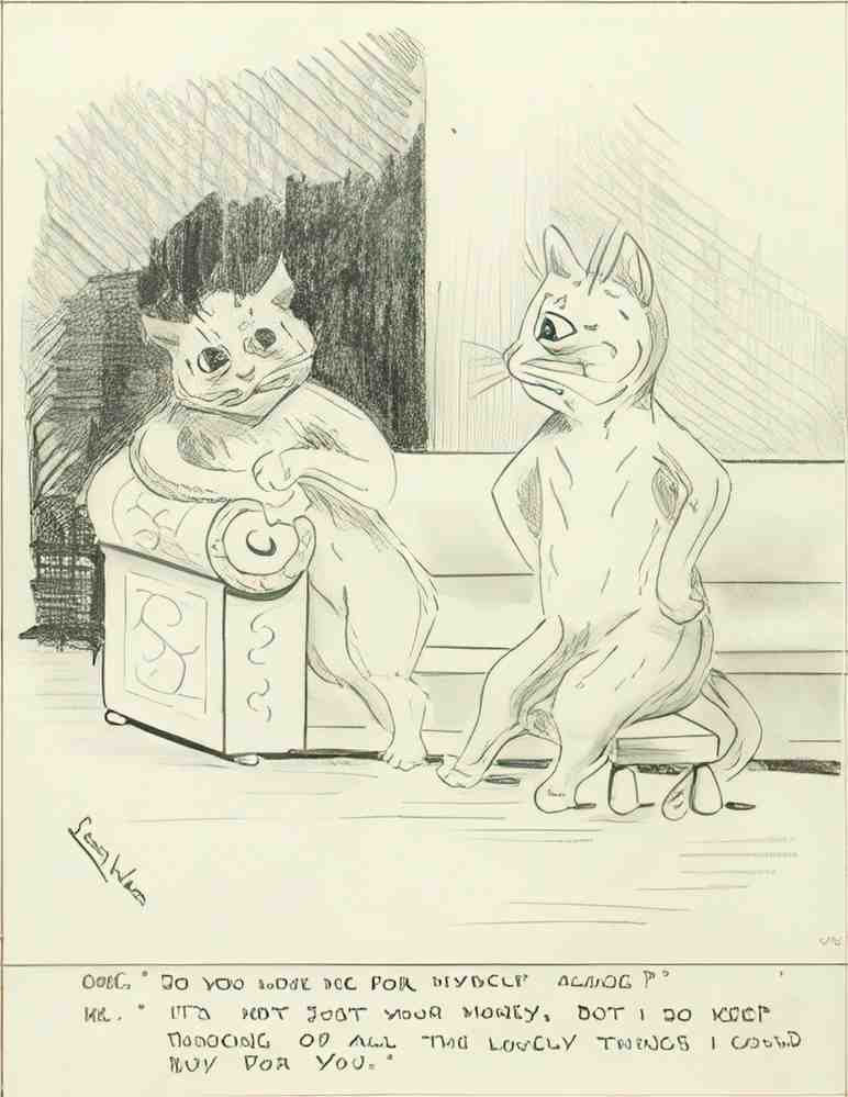 louis wain do you love me for myself alone Art A4 Photo Print