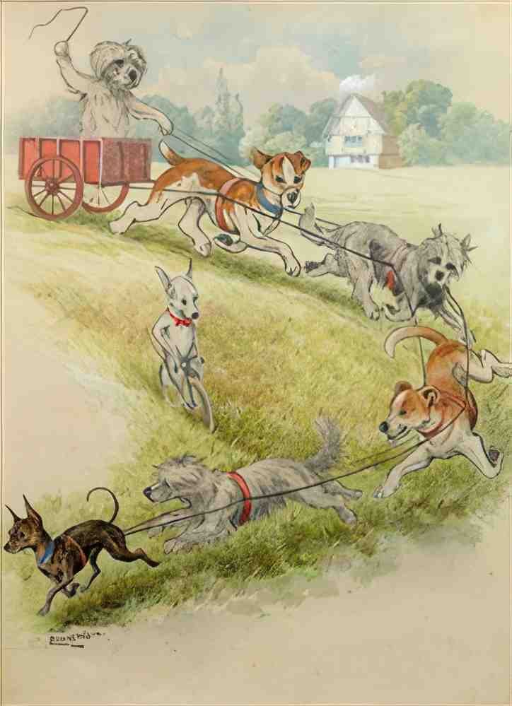 louis wain dog team Art A4 Photo Print