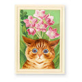 louis wain early spaniol a cat before flowers and foliage Art A4 Photo Print