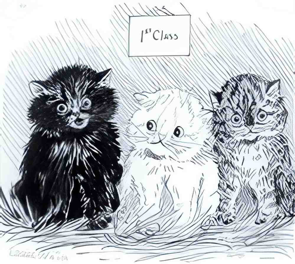 louis wain first class Art A4 Photo Print