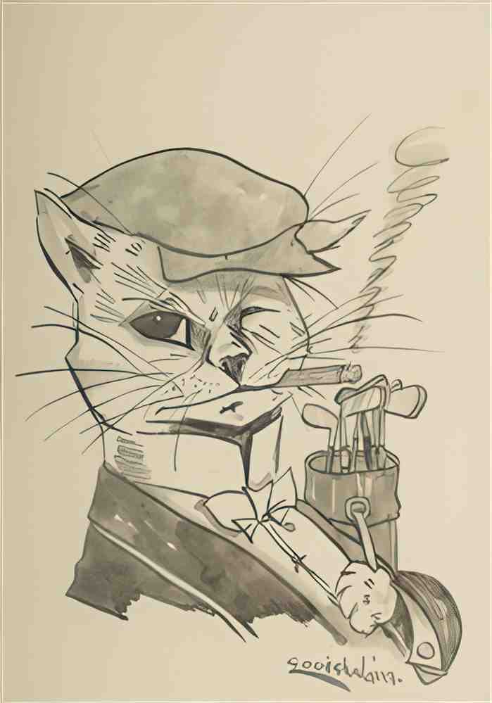 louis wain golfing cat(1) Art A4 Photo Print
