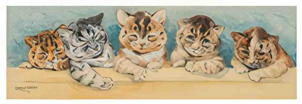 louis wain group of cats Art A4 Photo Print