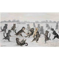 louis wain hockey circa 1904 Art A4 Photo Print