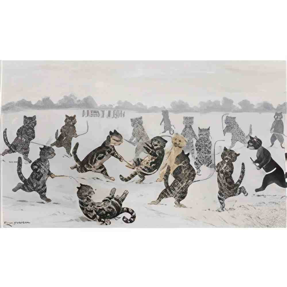 louis wain hockey circa 1904 Art A4 Photo Print