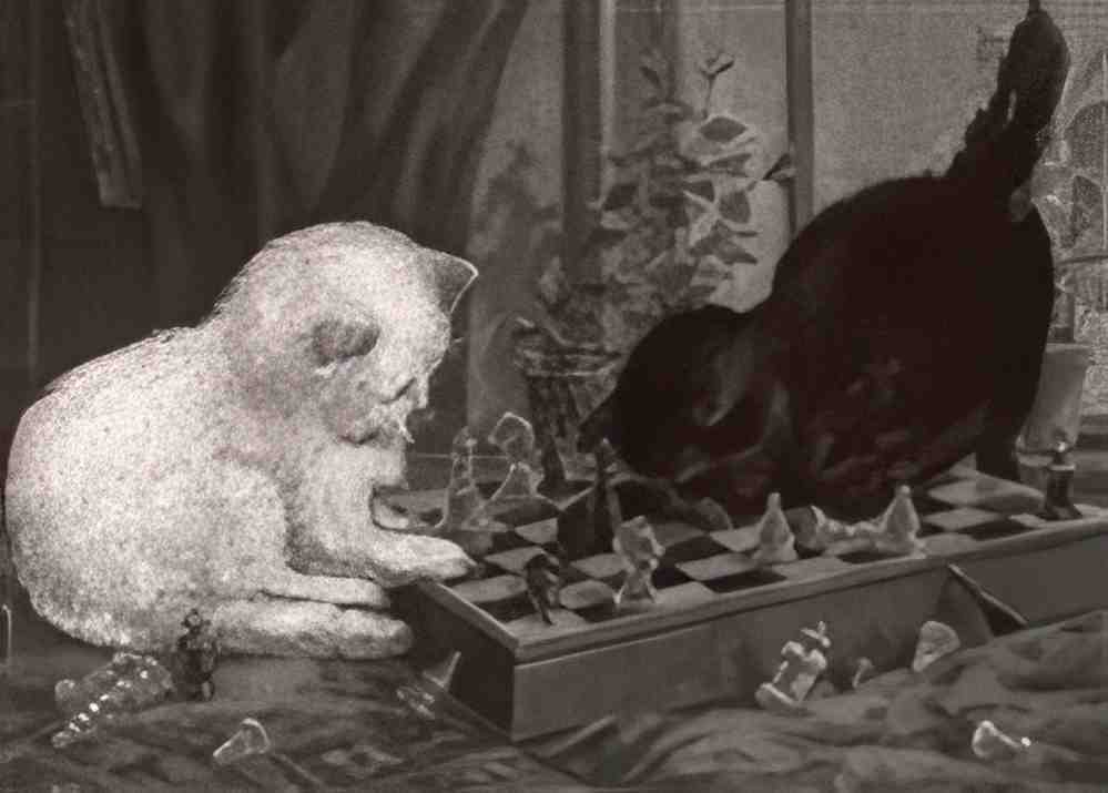 louis wain kattungar lekande med schackpjaser Art A4 Photo Print