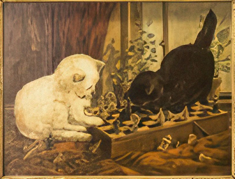louis wain kattungar pa schackspel Art A4 Photo Print