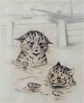 louis wain learning to swim Art A4 Photo Print