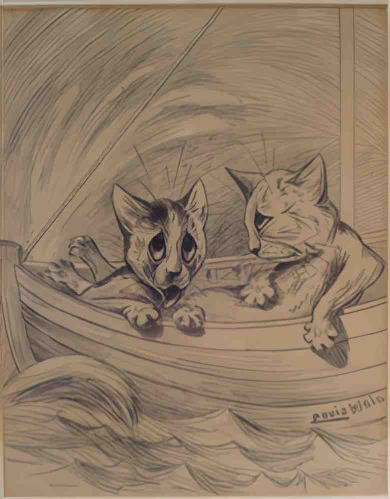louis wain on the high seas Art A4 Photo Print