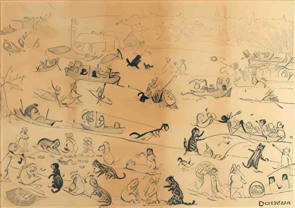 louis wain on the river Art A4 Photo Print
