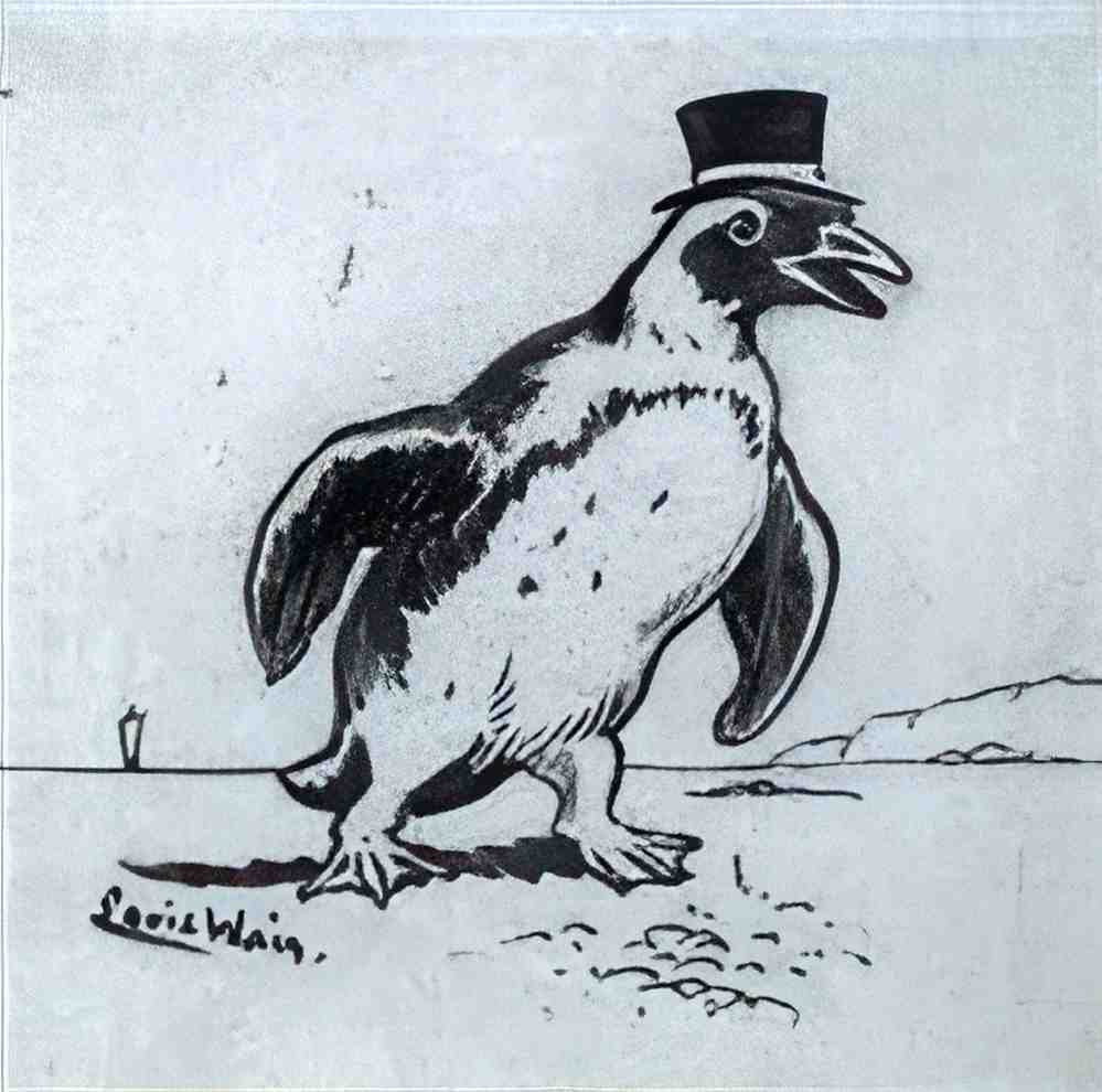 louis wain percy the penguin Art A4 Photo Print