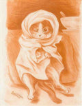 louis wain peter in a blanket Art A4 Photo Print