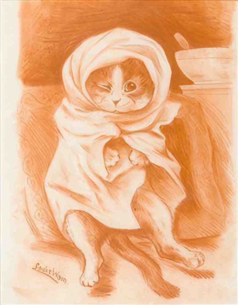 louis wain peter in a blanket Art A4 Photo Print