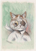 louis wain pirate cat with an eye patch Art A4 Photo Print