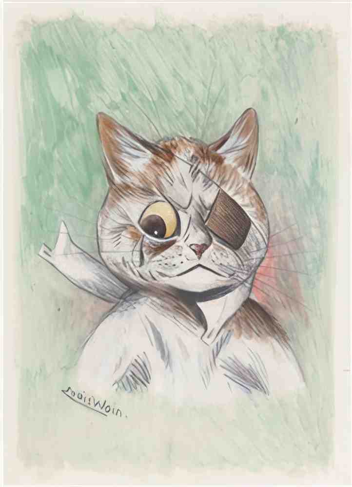 louis wain pirate cat with an eye patch Art A4 Photo Print