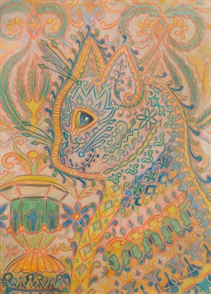 louis wain psychedelic cat(1) Art A4 Photo Print