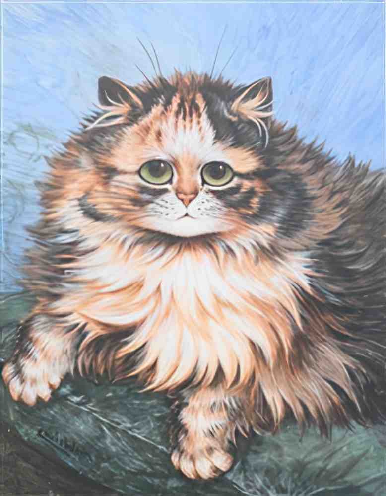 louis wain seated tabby cat Art A4 Photo Print