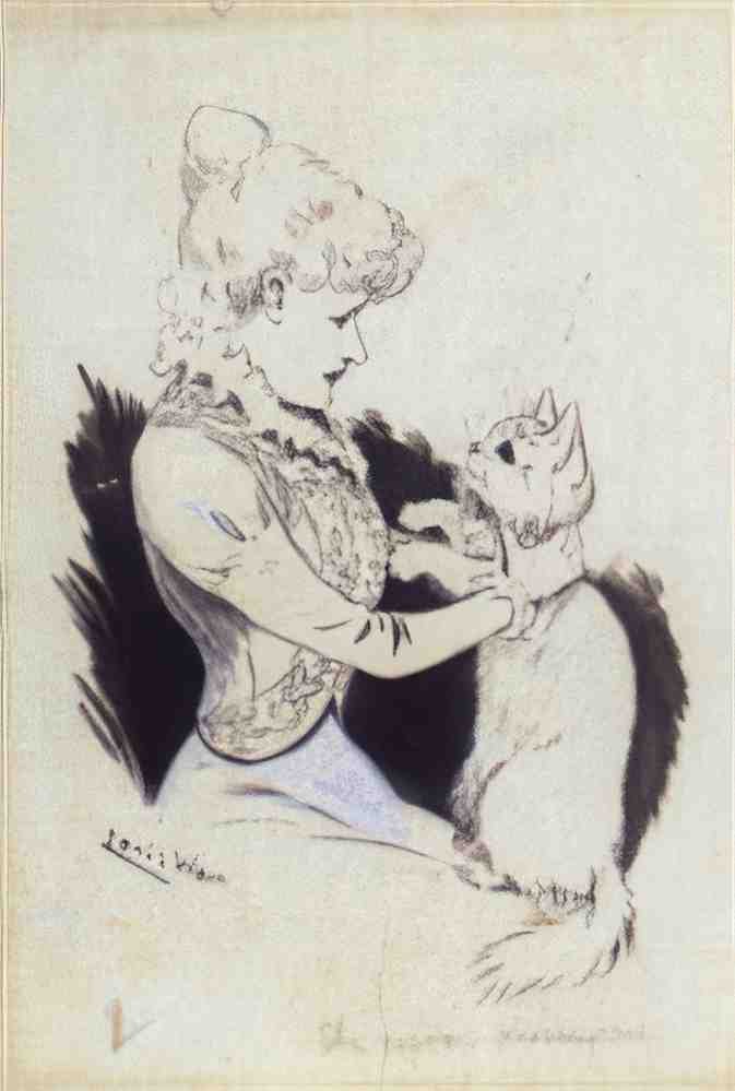 louis wain she kept on kissing me Art A4 Photo Print