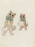 louis wain singing cats in green bow ties Art A4 Photo Print